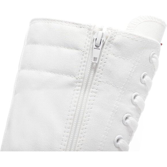 🆕Women & Girls White Canvas Long Rivet Knee High Canvas Boots Punk Style Boots - Picture 7 of 10